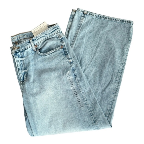American Eagle Women’s 90s Wide-Leg Jeans NWT Size 16 Ice Blue Stretch Casual - Picture 2 of 7